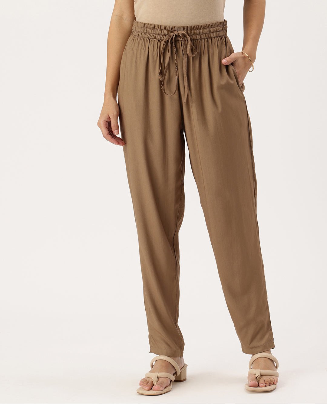 Brown Solid Pencil Pant - Image 6