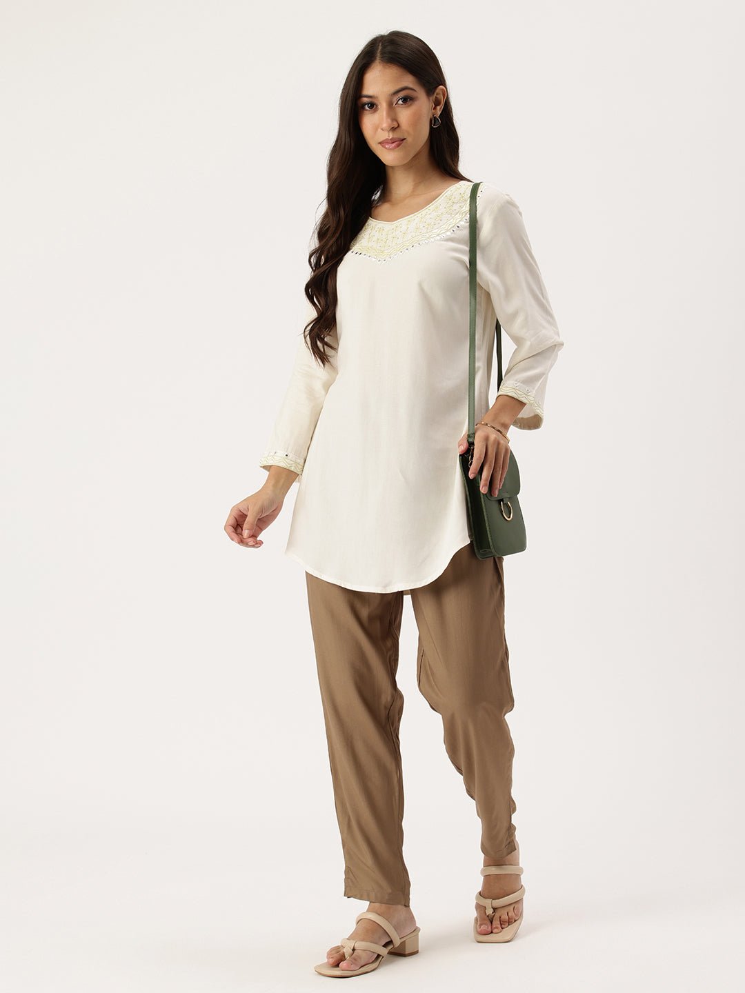 Brown Solid Pencil Pant - Image 5