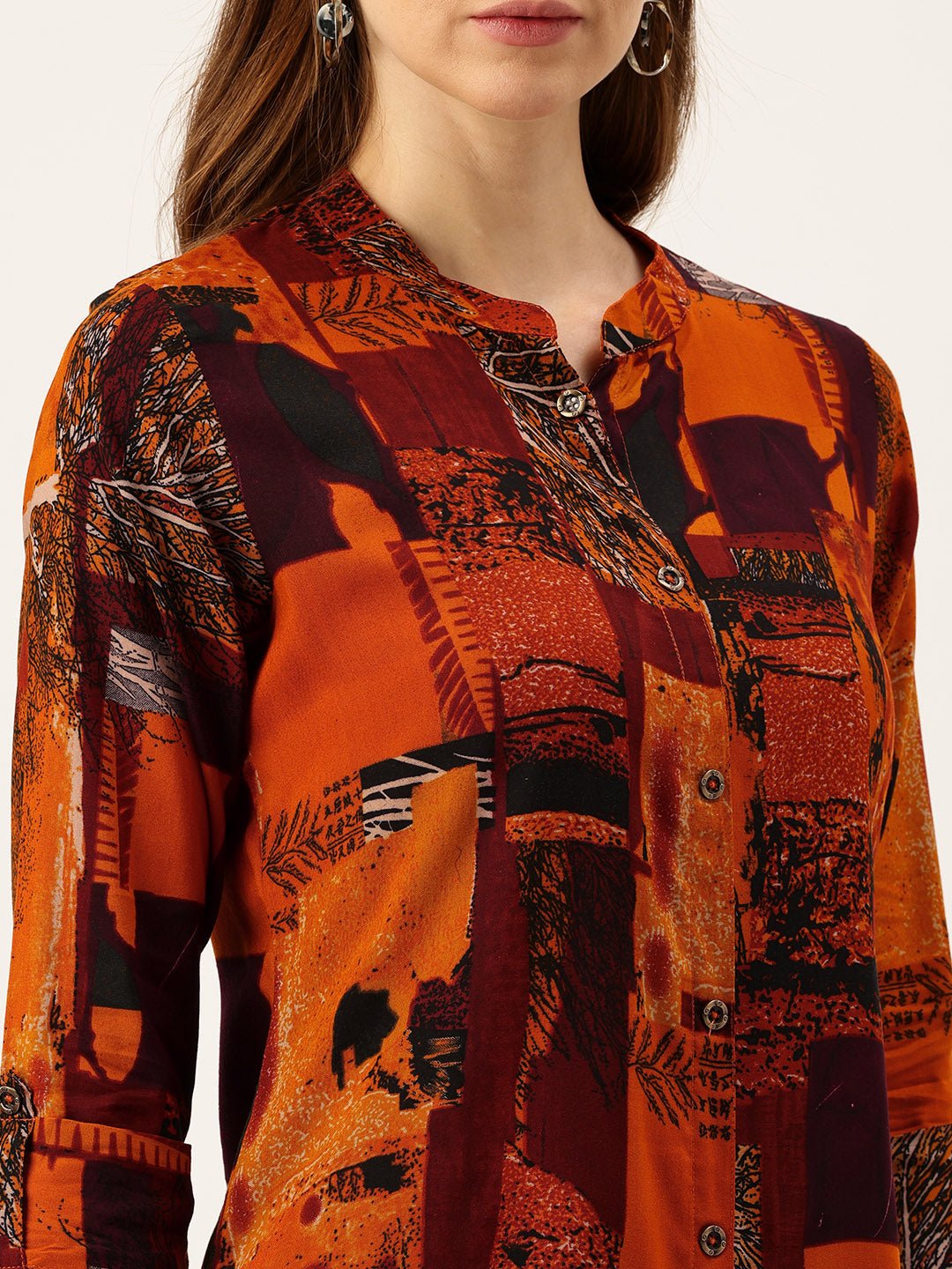 Printed Mandarin Collar Co-Ords - Image 2