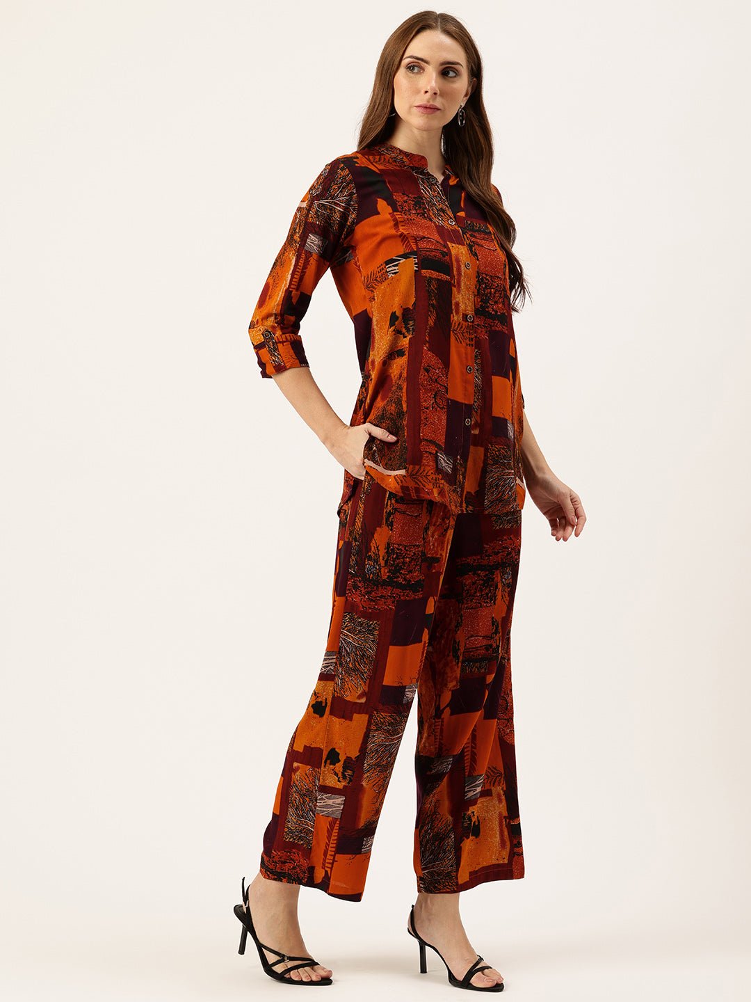 Printed Mandarin Collar Co-Ords - Image 5